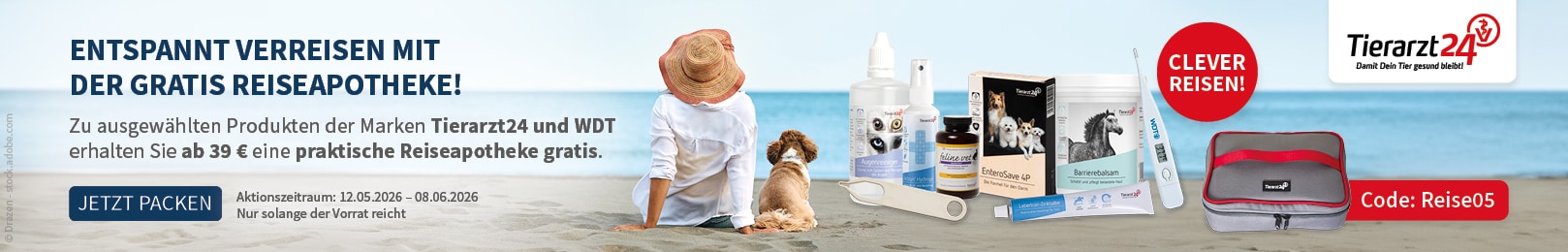 Tierarzt24 Reiseapotheke zu ausgewählten Produkten ab 39 € MBW